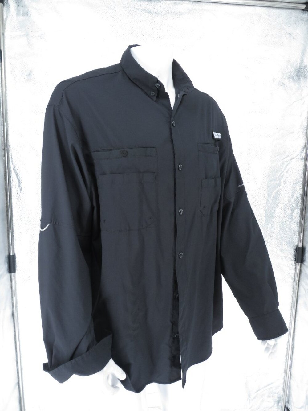 Columbia PFG Omni-Shade Fishing Shirt Mens XL Black Long Sleeve UPF 50+ Vent